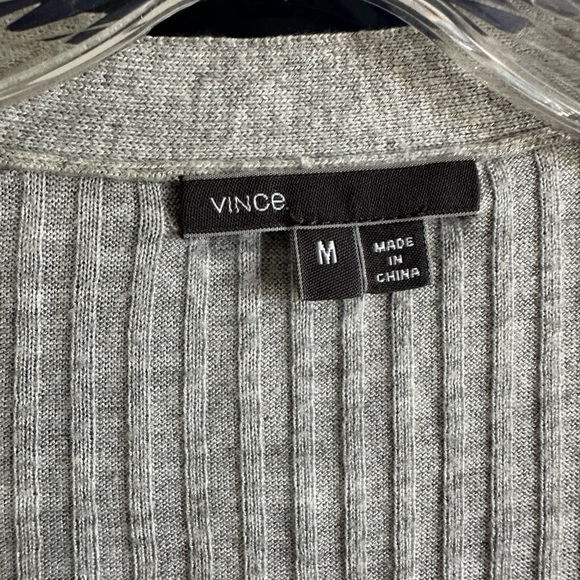Vince Ribbed Cardigan Sweater Gray Size Medium - Picture 2 of 8